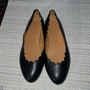 J. Crew Leather Scalloped Ballet flats, size8